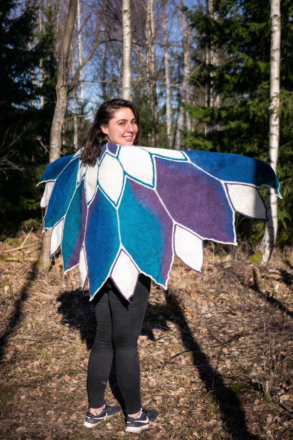 Neptuna pattern for garter stitch water lily shawl sideways Etsy