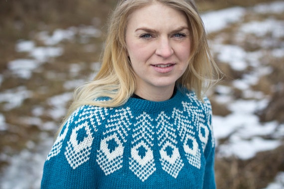 Peafowl Icelandic Lopapeysa Pattern 
