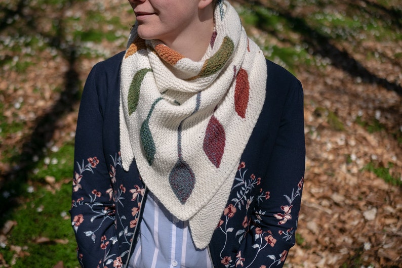 Florett pattern for a short-row garter stitch shawl with rainbow swords image 2