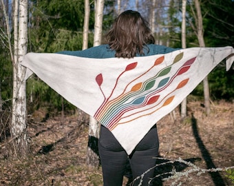 Bukett - pattern for short-row garter stitch shawl with leaves