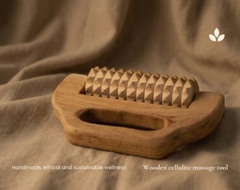 Handmade Wooden Body Massage Roller, Textured Massage Tool, Personalised Wellness Gift, Natural Wood Self Care Massager