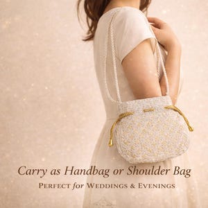 Borsa Potli color avorio con zirconi, borsetta da sposa con perle, pochette per matrimonio indiano