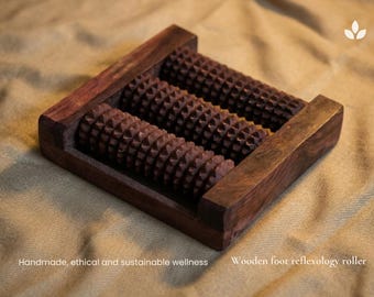 Handmade Wooden Foot Reflexology Roller, Foot Massager, Acupressure Massage Tool, Personalized Wellness Gift, Stress Relief