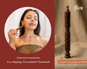 Wooden Face Massage Roller for Jawline & Neck Relief, Handmade Acupressure Tool, Personalized Wellness Gift