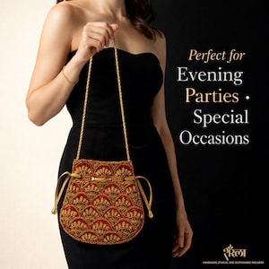 Handgemachte Rote Zardozi Potli Tasche Indische Braut Geldbörse Luxus Zari Bestickte Abendhochzeitstasche Geschenk für Frauen, personalisiertes Geschenk für Sie
