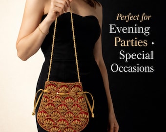Handmade Red Zardozi Potli Bag Indian Bridal Purse Luxury Zari Embroidered Evening Wedding Bag Gift for Women, Personalized Gift for Her