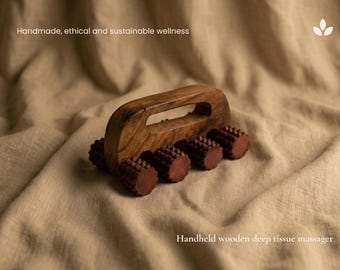 Personalized Handheld Wooden Deep Tissue Massager, Muscle Recovery Roller, Lymphatic Drainage Tool, Handmade Wellness Gift
