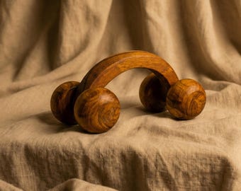 Wooden Handheld Relaxation Massage Roller for Deep Tissue & Lymphatic Drainage, Handmade Wellness Tool, Personalized Self Care Gift