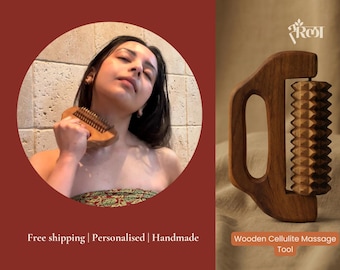 Wooden Body Massage Roller for Fascia Release & Muscle Recovery, Handmade Cellulite Tool, Personalized Wellness Gift