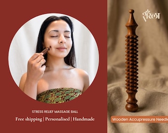 Wooden Face Massage Roller for Jaw & Neck Relief, Handmade Acupressure Tool, Personalized Wellness Gift
