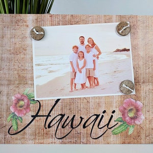 Hawaiian Hawaii Vacation Getaway - Magnetic Picture Frame Handmade Gift Present Home Decor by Frame A Memory Size 9 x 11 Holds 5 x 7 Photo