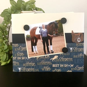 Picture Frame Magnetic Gift Home Decor Photo 5 x 7 9 x 11 Pet Horse Lover Equestrian Horse Back Riding Gifts for her -English Riding Horse