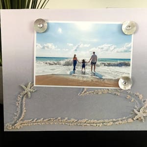 Heart in Sand - Beach Family Vacation Tropical Handmade Gift Present Home Decor Magnetic Picture Frame Size 9 x 11 Holds 5 x 7 Photo