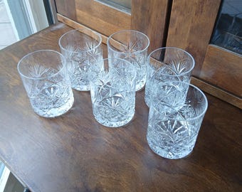 Set di 6 bicchieri da whisky vintage in cristallo, bicchieri da whisky bassi in vetro pesante tagliato, autentici accessori da bar retrò, bicchieri da whisky regalo
