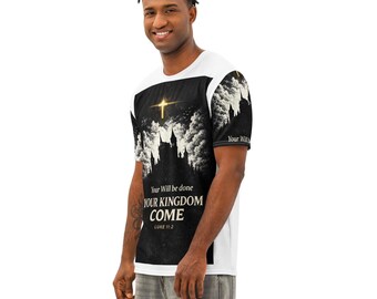Men’s cotton crew neck t-shirt Be casually bold in Faith, the Lord's prayer.