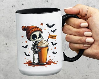 Skeleton Pumpkin Spice Mug: Spooky Halloween Coffee Cup