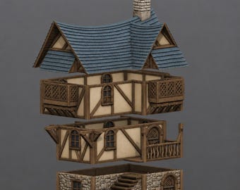 Greendale House - Medieval Town Set 1: 28–32mm Tabletop Buildings for DnD, RPGs, Pathfinder, Tabletop and Wargames. 3D Printed Terrain