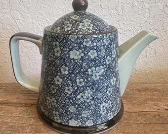 Vintage Japanese Arita Yaki Porcelain Tea Set - Blue White Plum Blossom Chintz