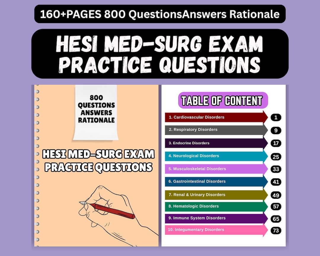 800 HESI Med-surg Exam Questions & Answers , Comprehensive Study Guide ...