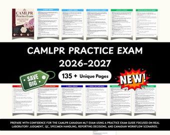 CAMLPR Practice Exam 2026–2027 | Canadian MLT Review Guide (Mock Questions)