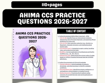 AHIMA CCS Practice Questions 2025-2026 | Certified Coding Specialist Exam |Digital Download