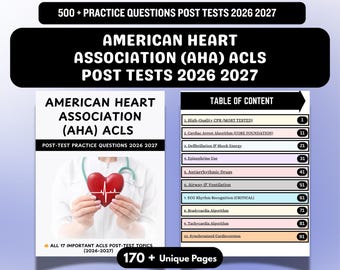 Preguntas de práctica de la AHA ACLS 2026-2027: Paro cardíaco, RCP, algoritmos