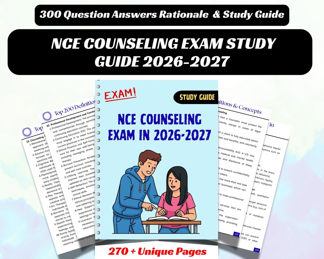 NCE Counseling Exam Study Guide 2026-2027, Practice Questions & Cheat Sheets - Etsy