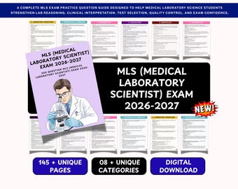MLS Medical Laboratory Scientist Exam Prep Guide (2026–2027) – 400 Practice Questions (Digital Download)