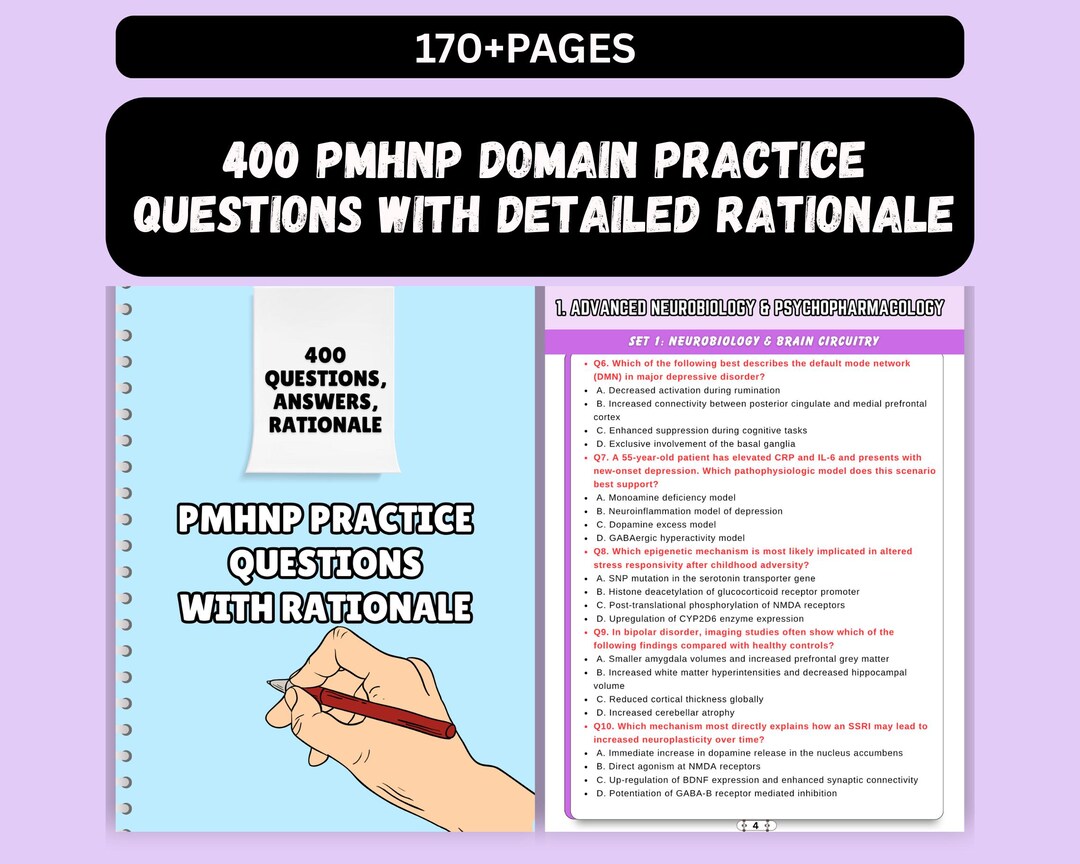 400 PMHNP Domain Practice Questions With Detailed Rationale - Etsy