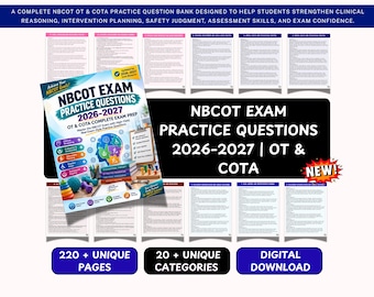 NBCOT Exam Practice Questions 2026–2027 | OT & COTA Prep (Digital Download)