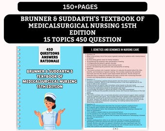 Libro de texto de enfermería médico-quirúrgica de Brunner y Suddarth, 15.ª edición / Más de 450 preguntas de examen sobre 15 temas (PDF)