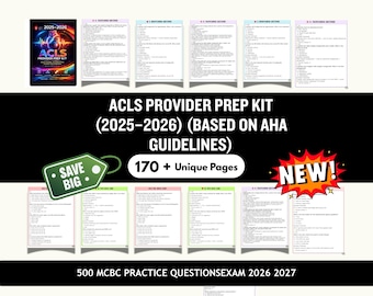 Kit de preparación para proveedores de ACLS (2025-2026): exámenes de práctica, algoritmos y repaso (directrices de la AHA).