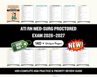 ATI RN Med-Surg Proctored Exam 2026–2027 400+Complete question & Priority Review Guide