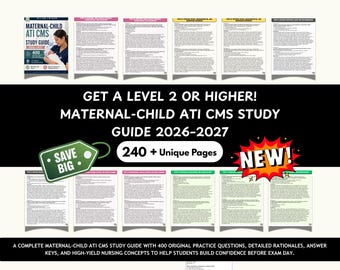 Maternal-Child ATI CMS Study Guide 2026–2027 – 400 Practice Questions, Rationales, Keys
