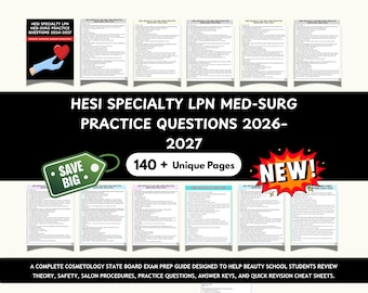 HESI Specialty LPN Med-Surg Practice Questions 2026–2027, Medical Surgical Nursing Exam Prep, LPN