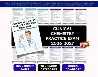 Clinical Chemistry Practice Exam Prep 2026–2027 – 1000 Questions, Lab Review (Digital Download)