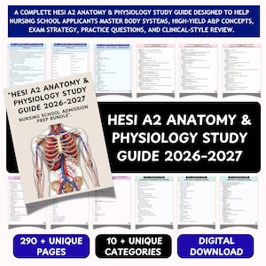HESI A2 Anatomy Physiology Study Guide 2026–2027 – Nursing Admission Prep Bundle