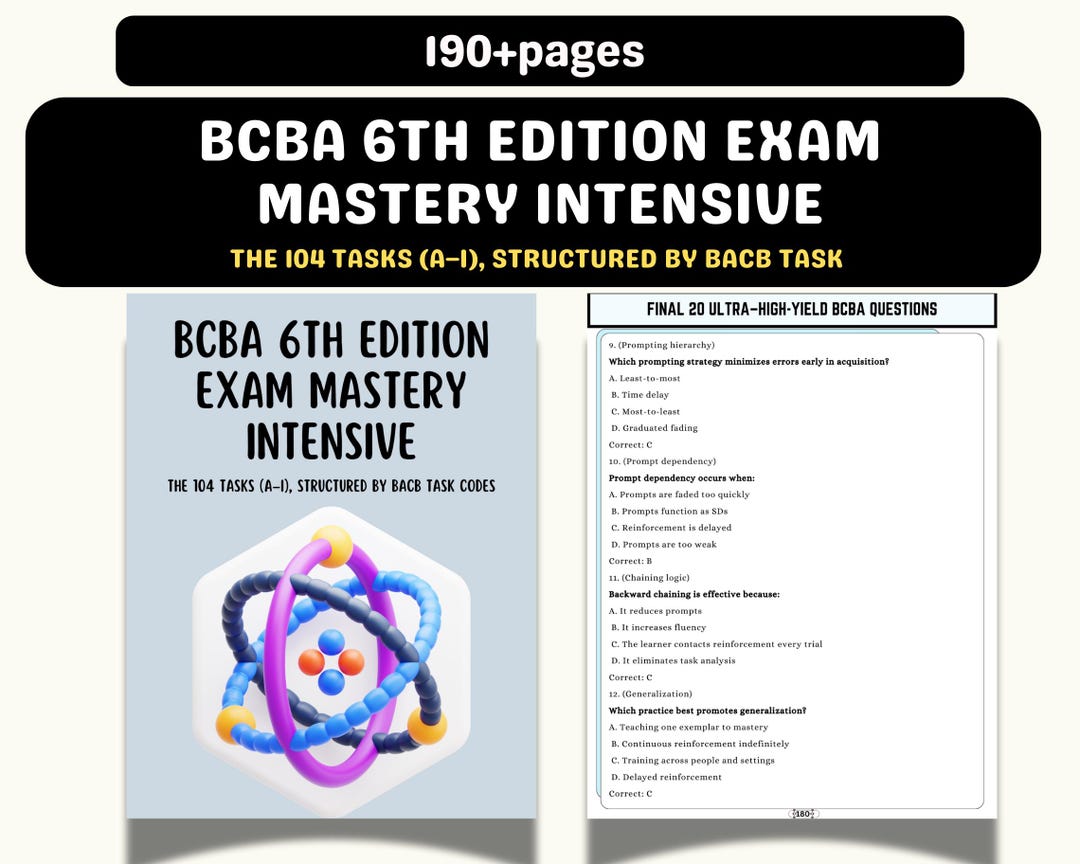 6th Edition Task List | BCBA Exam Complete Study Guide - Etsy