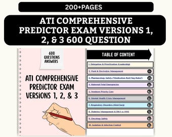 600 ATI Comprehensive Predictor,Questions Answers 20 . Topics