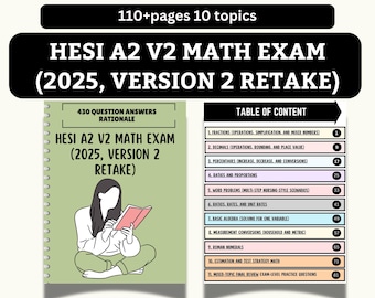 HESI A2 V2 Math Exam 2025 Version 2 Retake Version