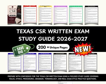 Texas CSR Written Exam Study Guide: 500 Practice Questions (2026-2027)