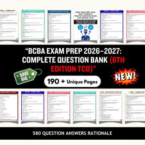 BCBA Exam Prep 2026–2027 Complete Question Bank 6th Edition TCO 550 + question
