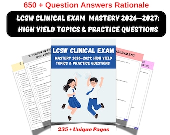 LCSW Clinical Exam Success Guide (2026–2027) High-Yield Clinical Vignettes (650+ Questions)