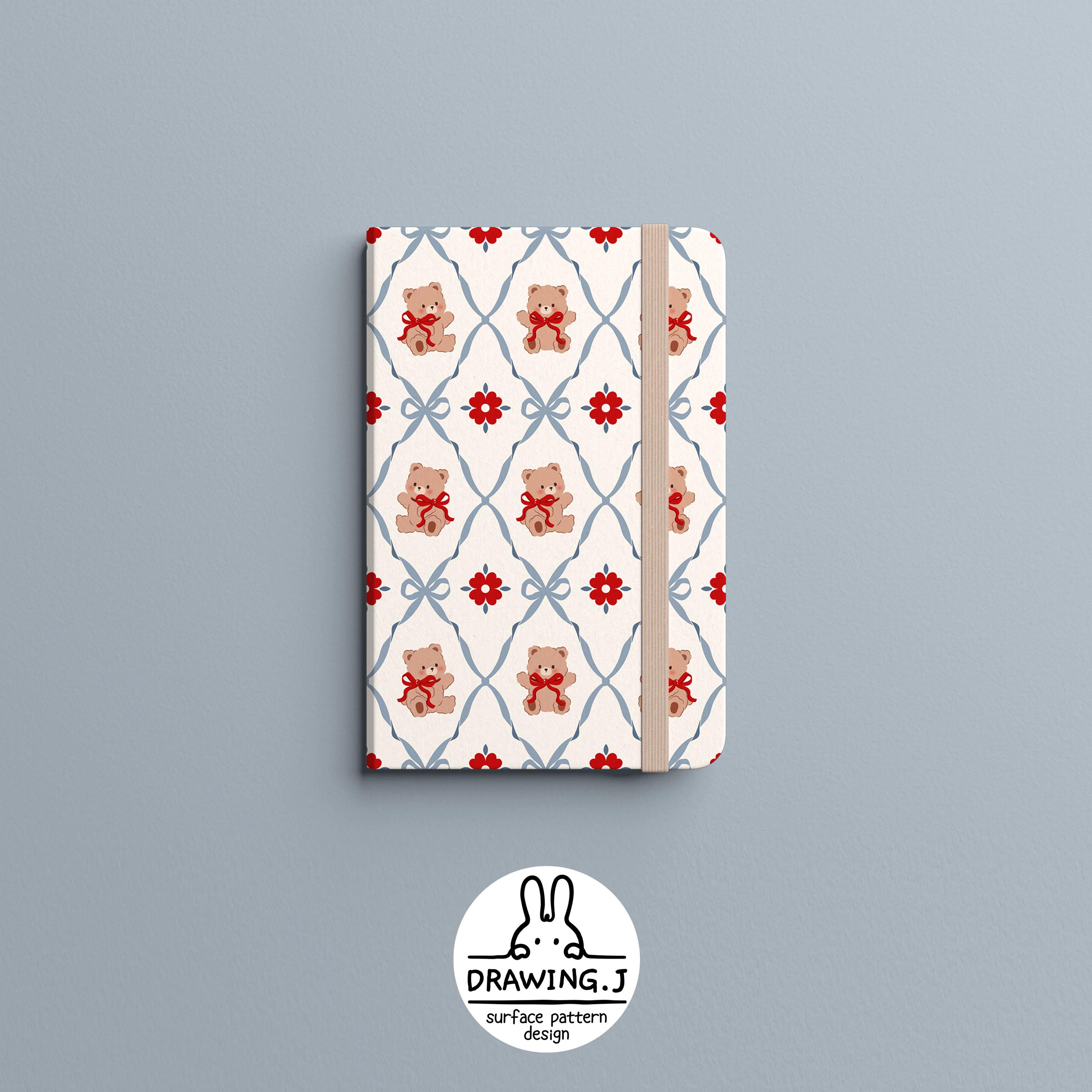 Valentine Teddy Bear Seamless Pattern | Cute Ribbon Bear & Flower ...