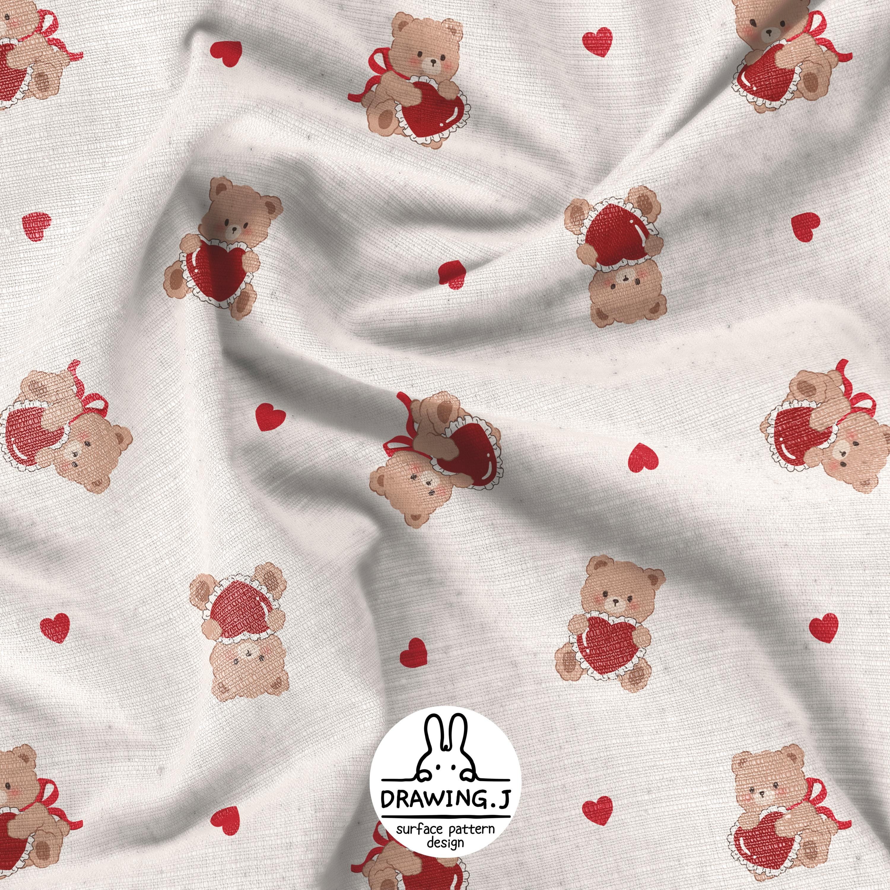 Teddy Bear Heart Seamless Pattern | Valentine Digital Paper | Limited ...