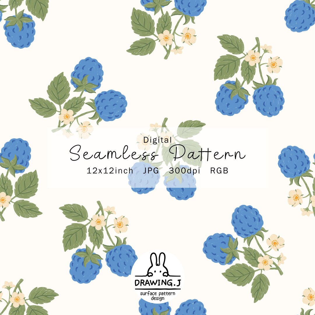 Writing Pattern Berry Raspberry Seamless Pattern | Vintage Botanical Berry Floral Digital ...