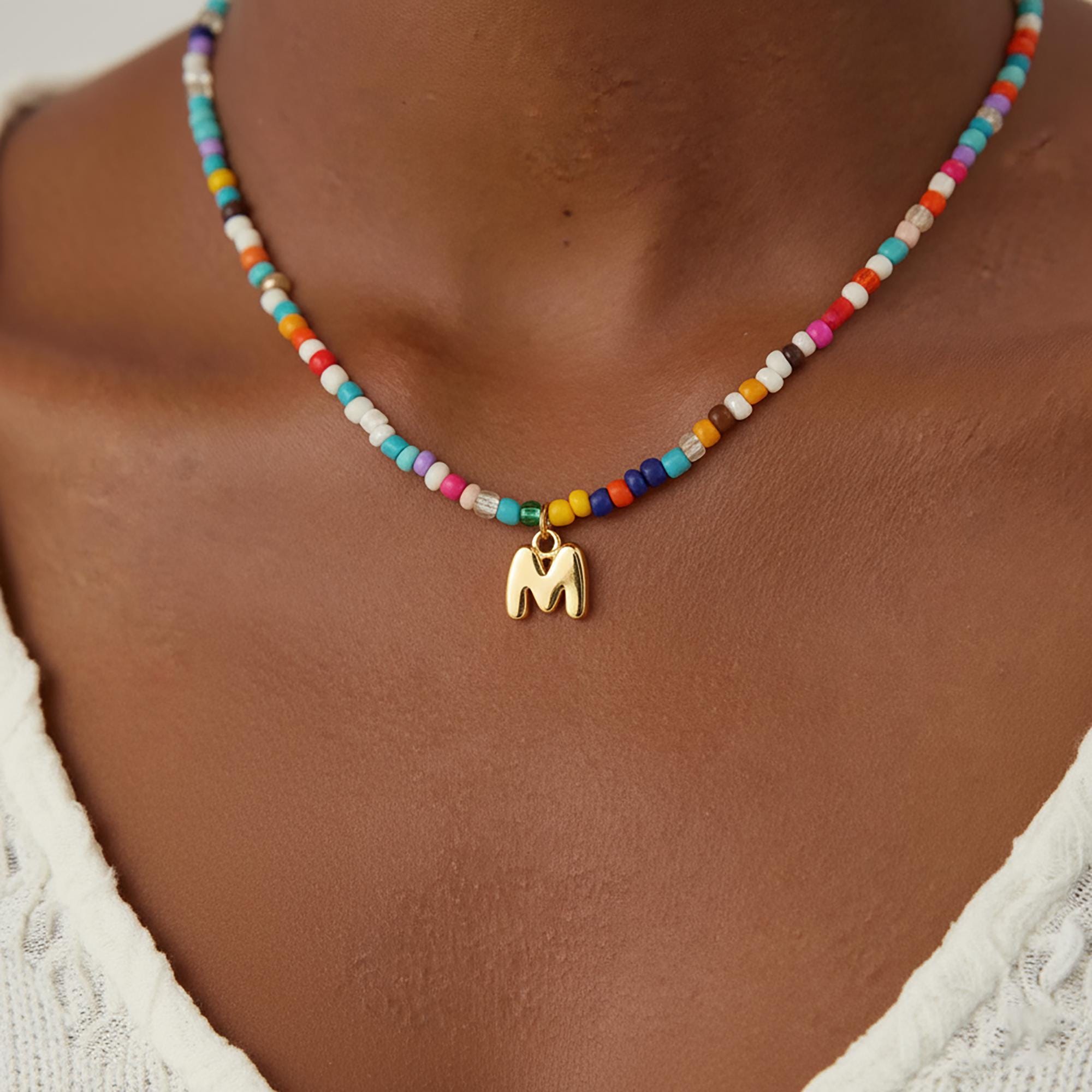 Boys Block Letter Varsity Initial Necklace, Personalized Name Necklace For Men, Rope Chain