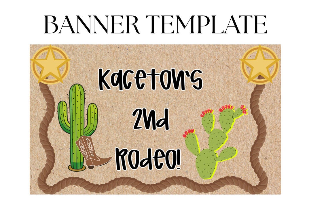 Modelo Rodeo Banner 2ND Rodeo Birthday Banner Template - Etsy