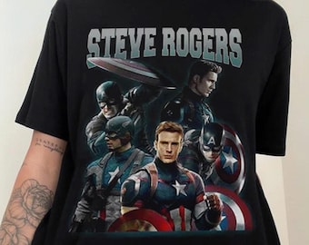 Camiseta vintage de Steve Rogers Capitán América, camiseta retro de estilo urbano de cómic.
