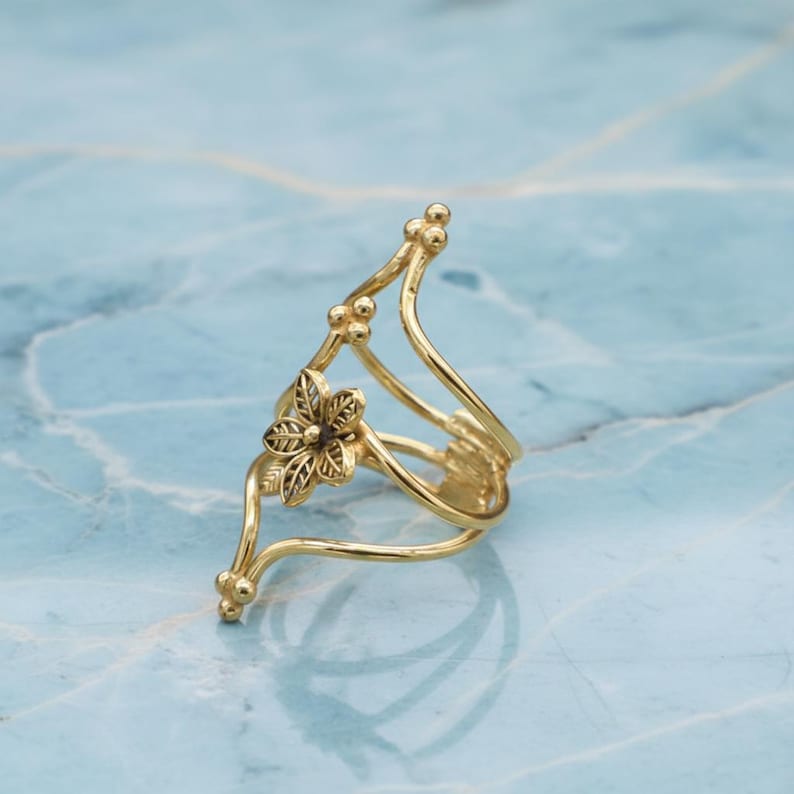 Gold Flower Armor Ring, Adjustable Full Finger Victorian Ring - Etsy